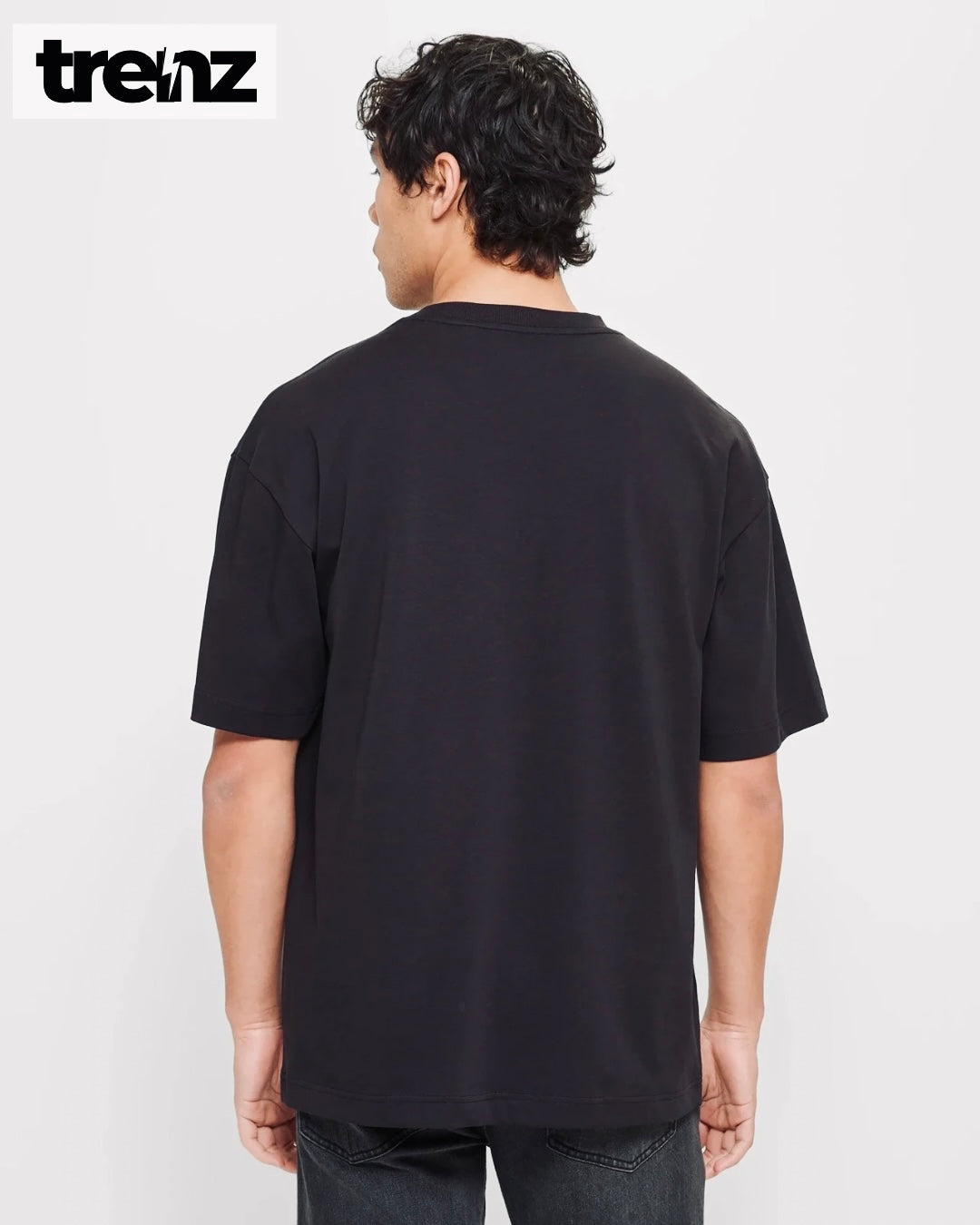 Premium Quality Black Drop Shoulder Tee – Oversized Fit | Trenz