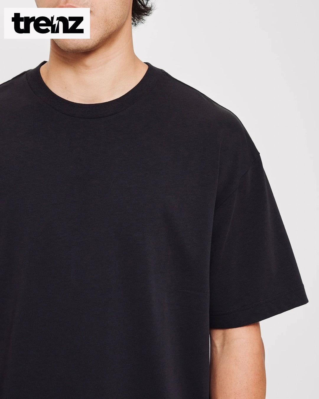 Premium Quality Black Drop Shoulder Tee – Oversized Fit | Trenz