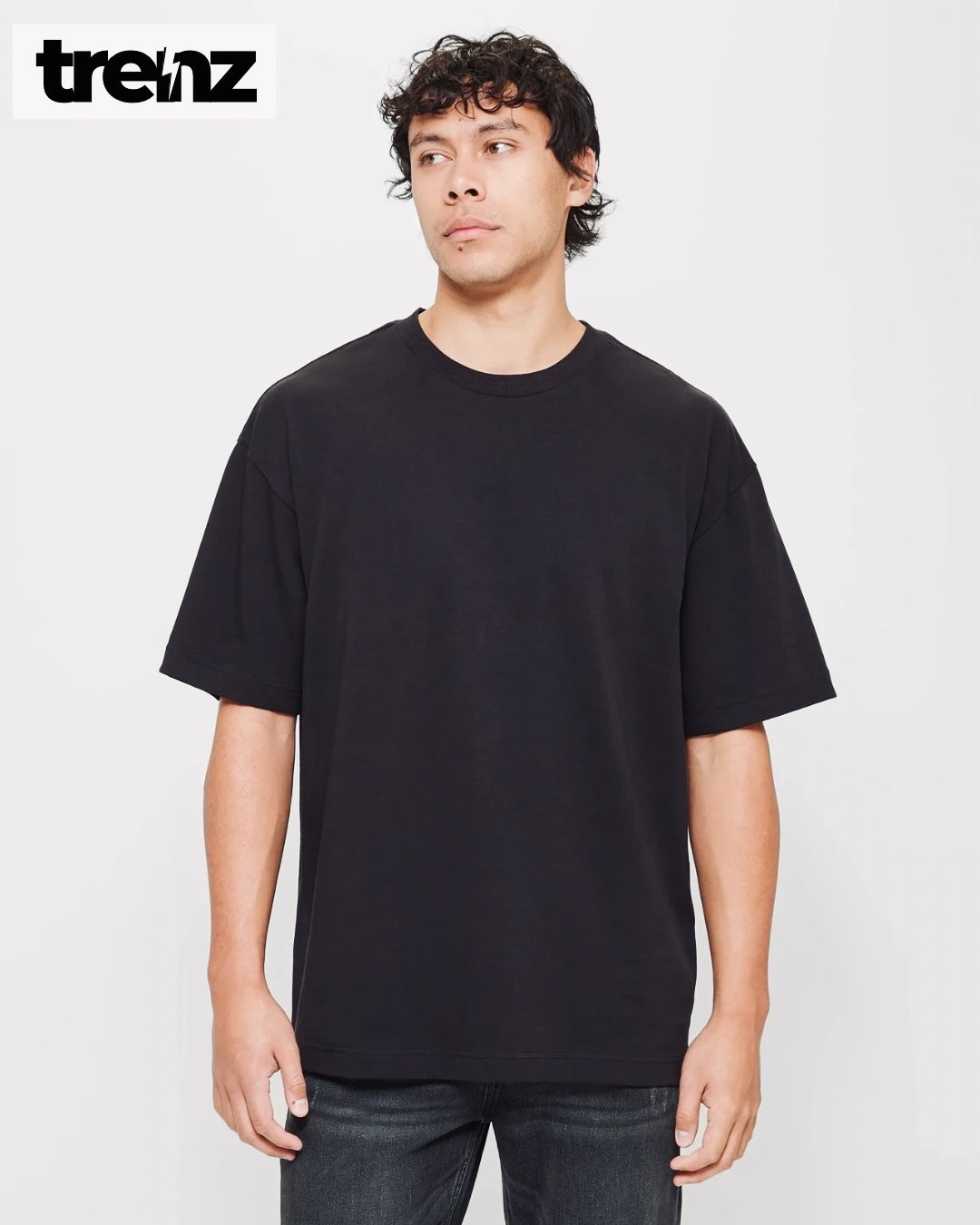 Premium Quality Black Drop Shoulder Tee – Oversized Fit | Trenz