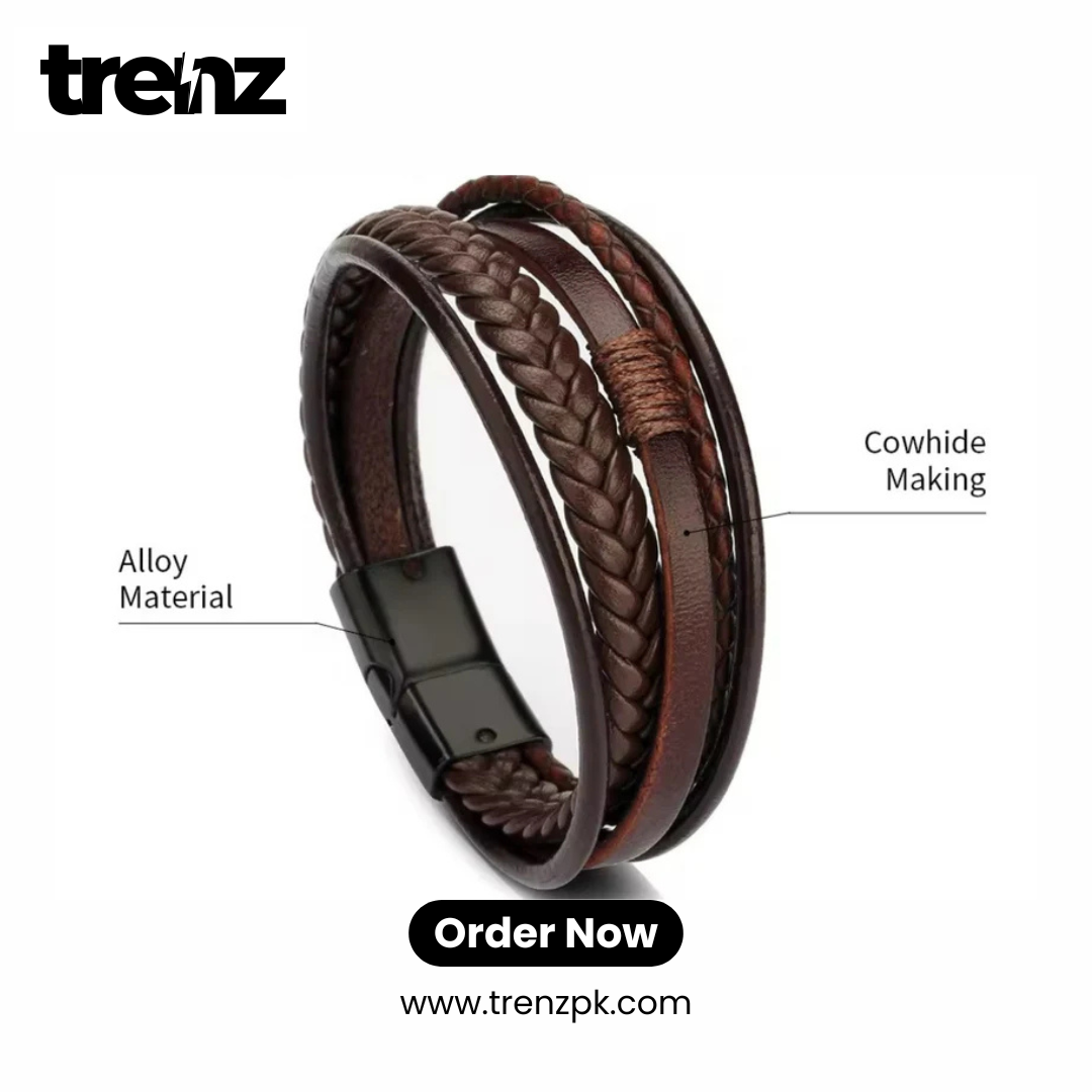 Trendy Leather Multilayer Braided Rope Bracelet for Men