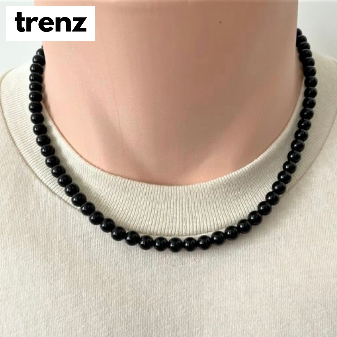 Natural Stone Beads Necklace for Men - Handcrafted Luxury Piece