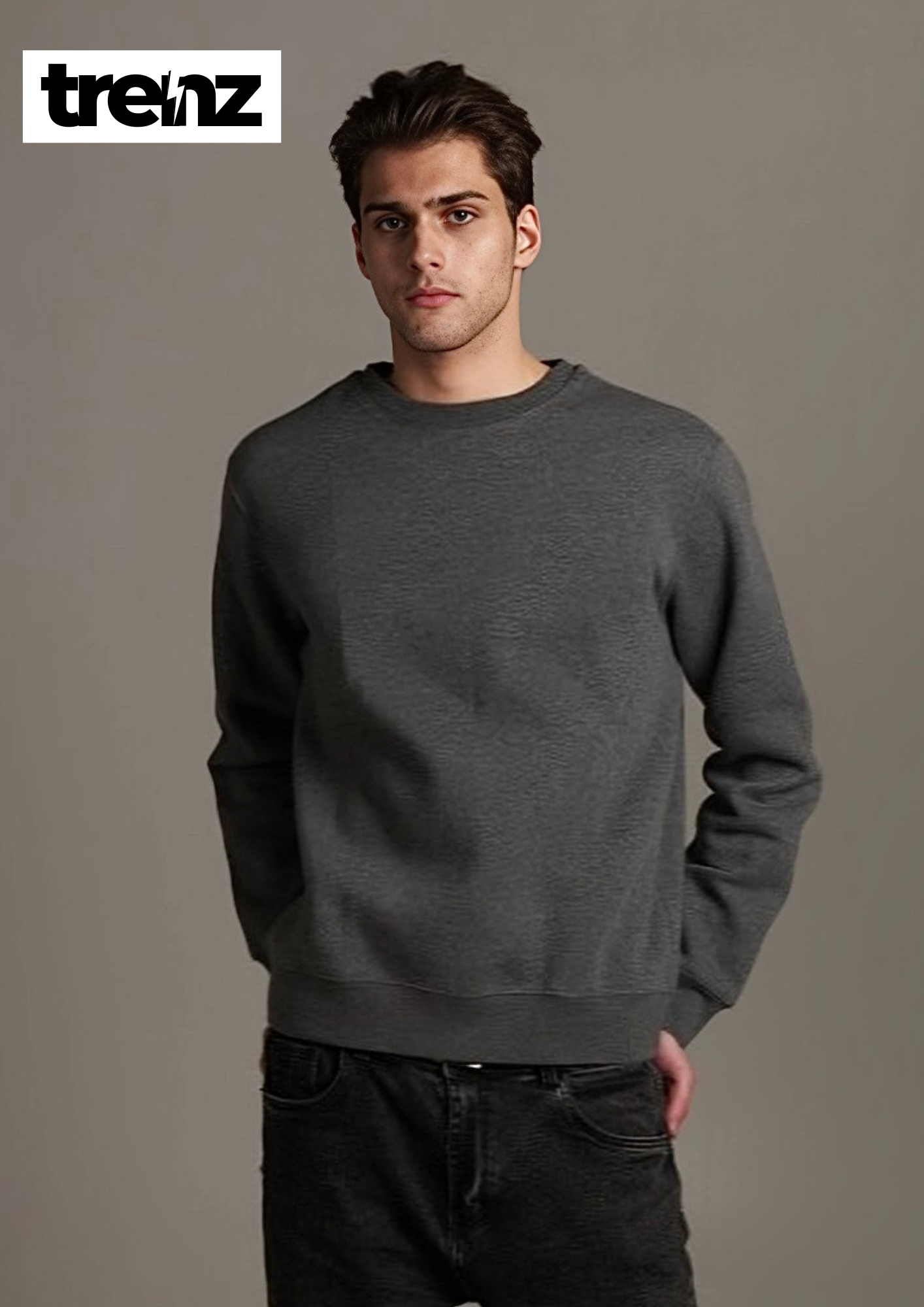 Dark Gray Cotton Casual Sweatshirt