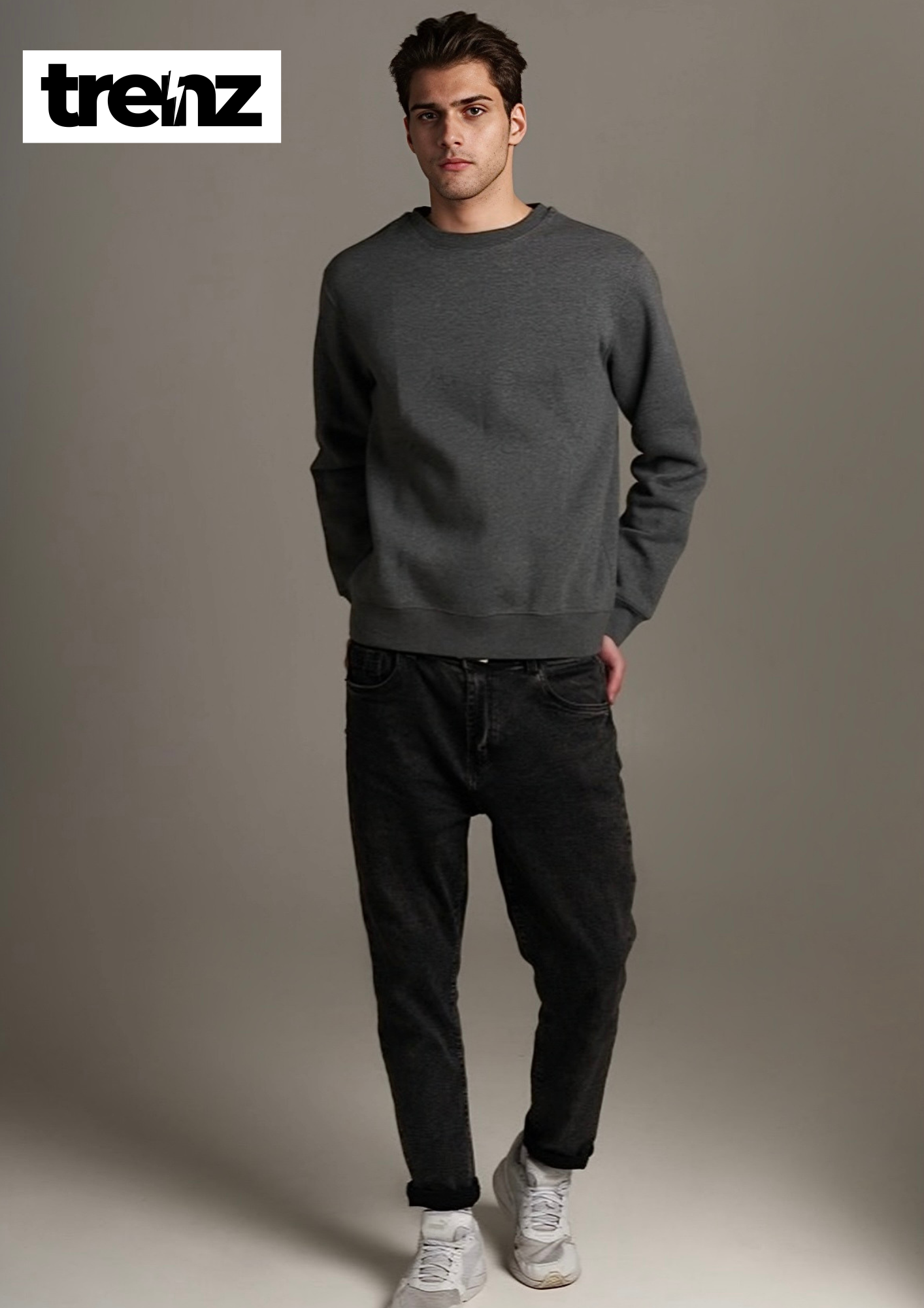 Dark Gray Cotton Casual Sweatshirt