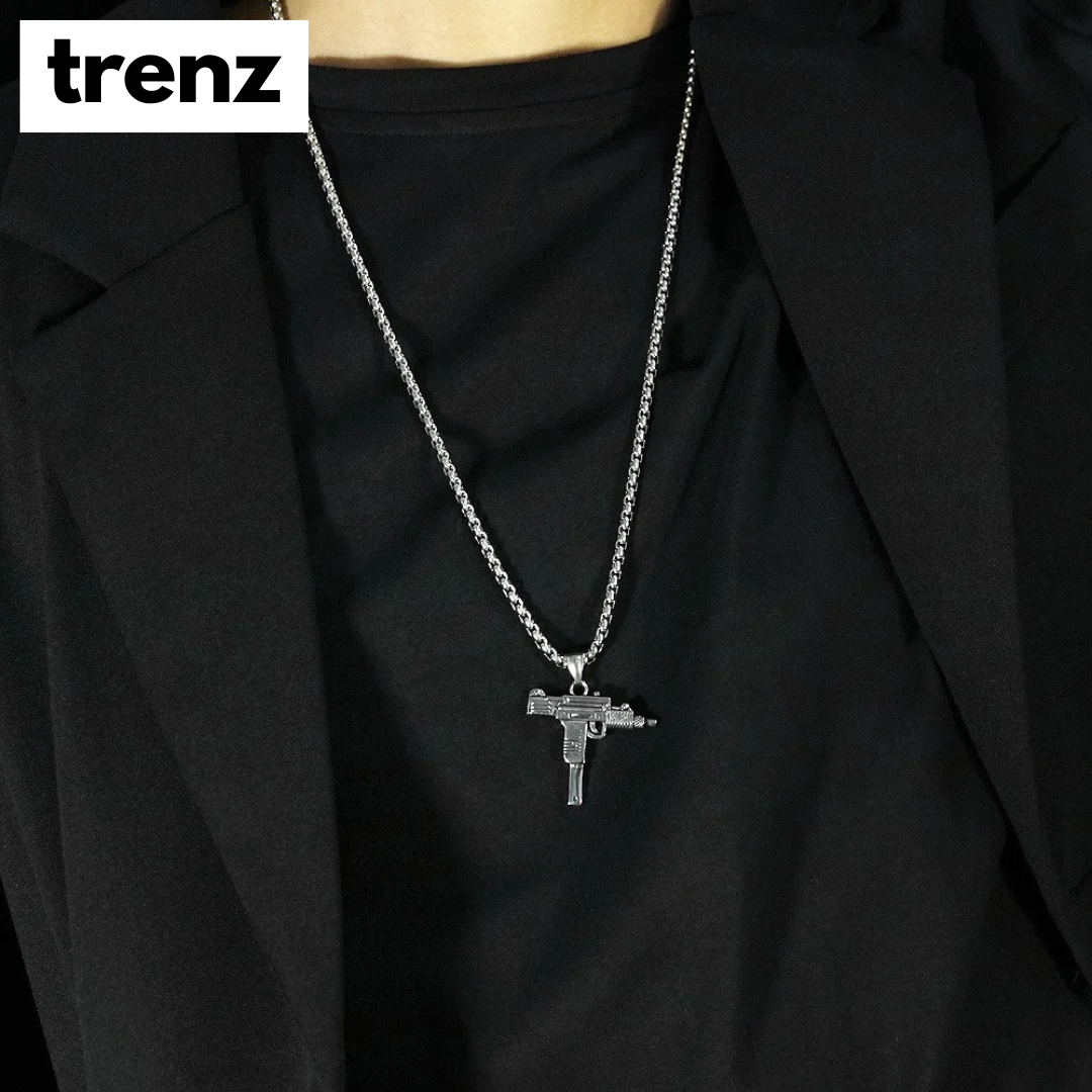 Gun Shape Pendant Necklace - Army Style Male Chain Men Necklaces