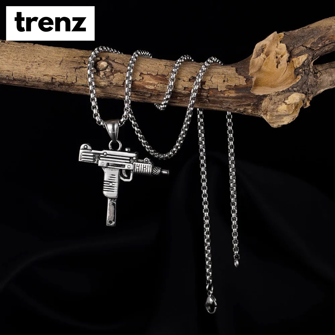 Gun Shape Pendant Necklace - Army Style Male Chain Men Necklaces