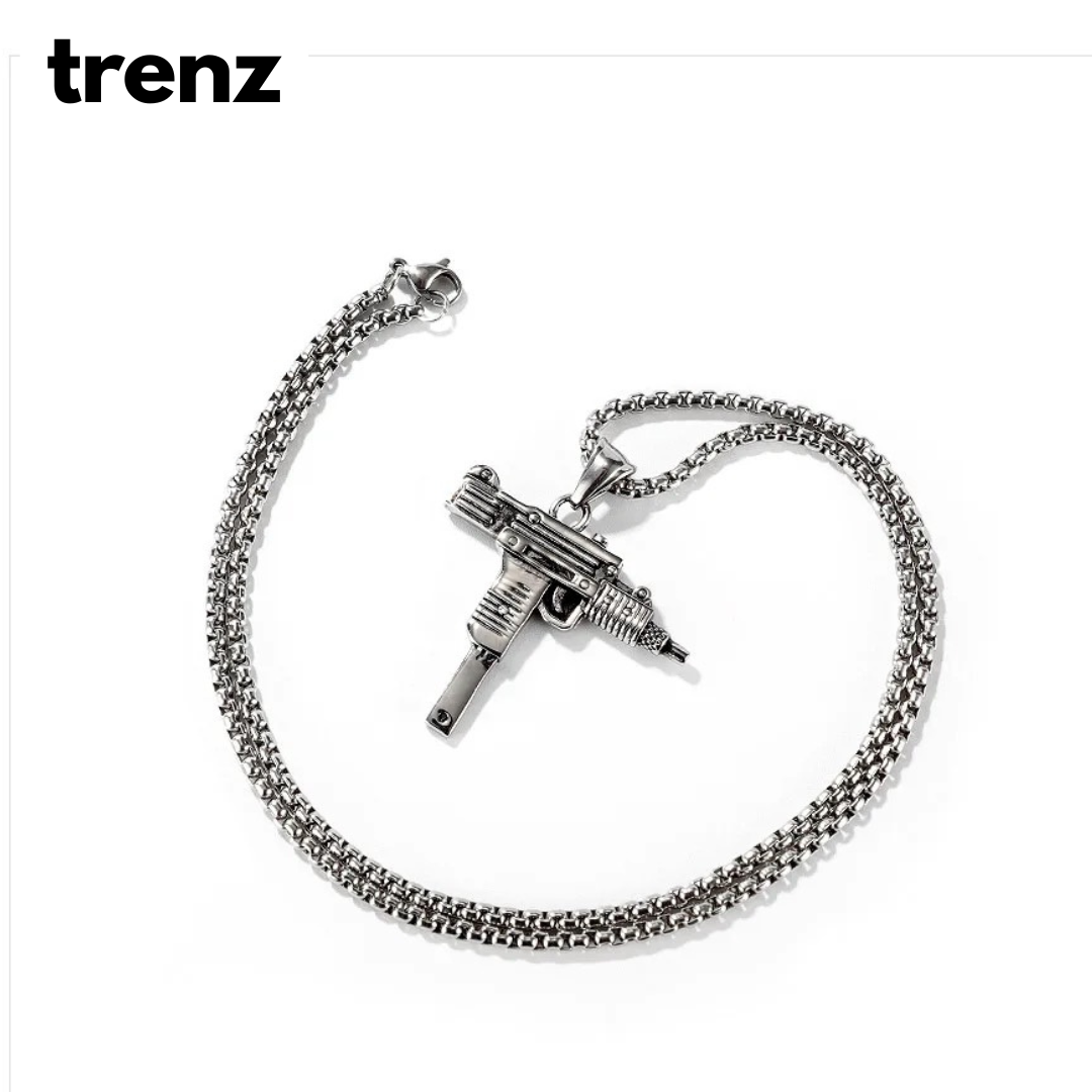 Gun Shape Pendant Necklace - Army Style Male Chain Men Necklaces