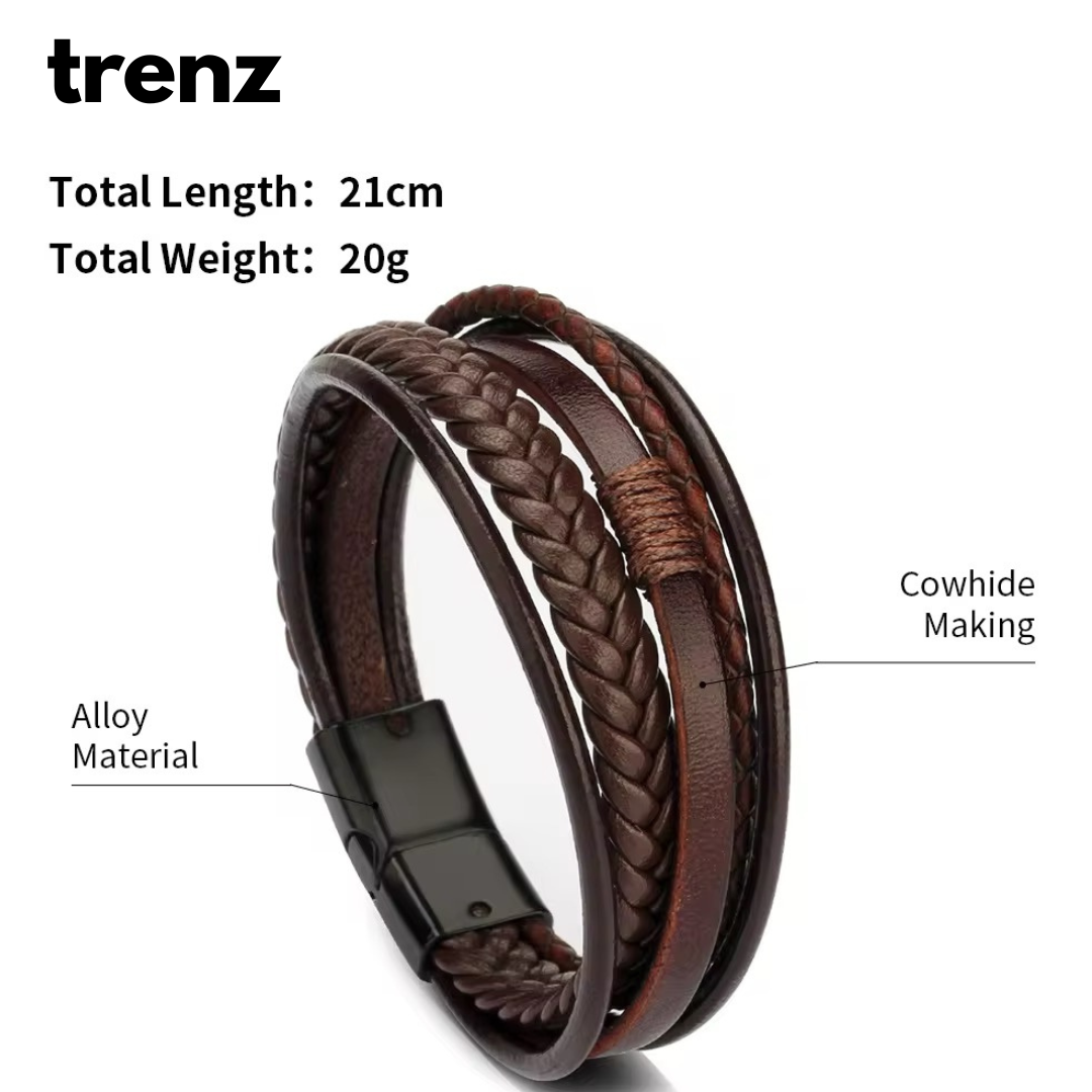 Trendy Leather Multilayer Braided Rope Bracelet for Men