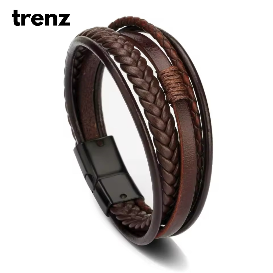 Trendy Leather Multilayer Braided Rope Bracelet for Men