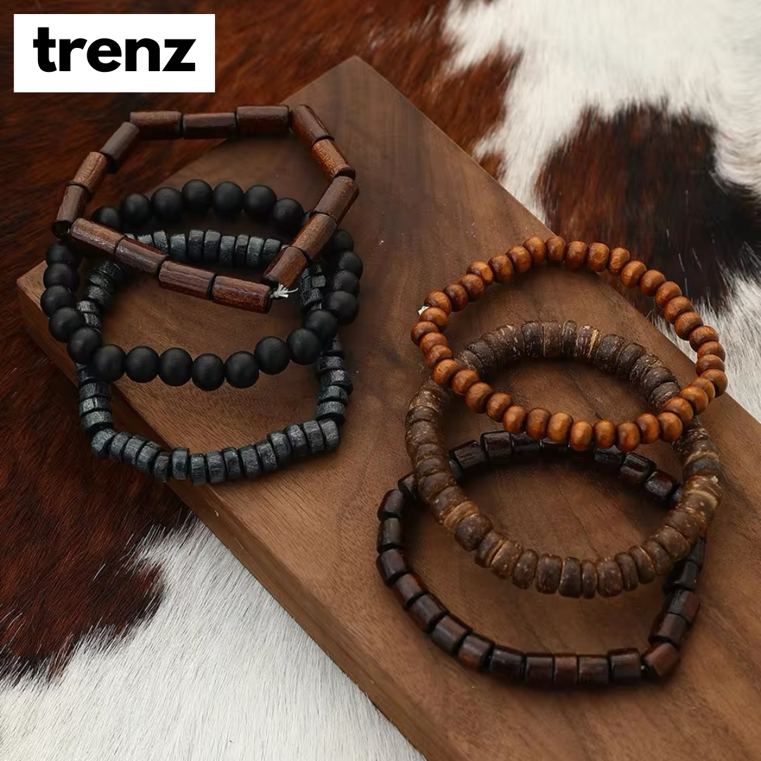 6Pcs Men's Handmade Beaded Bracelet Set