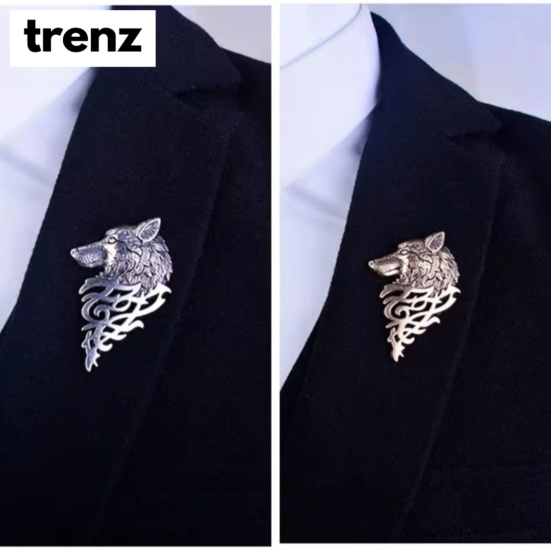 Vintage Wolf Head Brooch for Men's Suits - Unique Lapel Pin