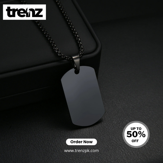 Glossy Fashionable Black Rectangular Necklace - Casual Holiday Jewelry for Men