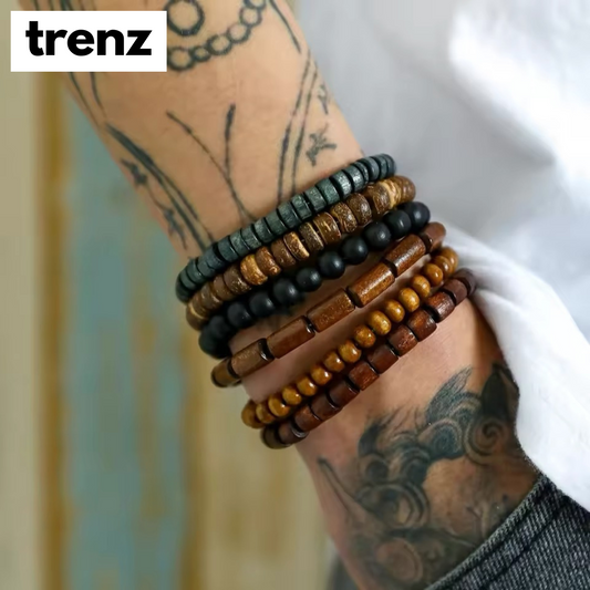 6Pcs Men's Handmade Beaded Bracelet Set