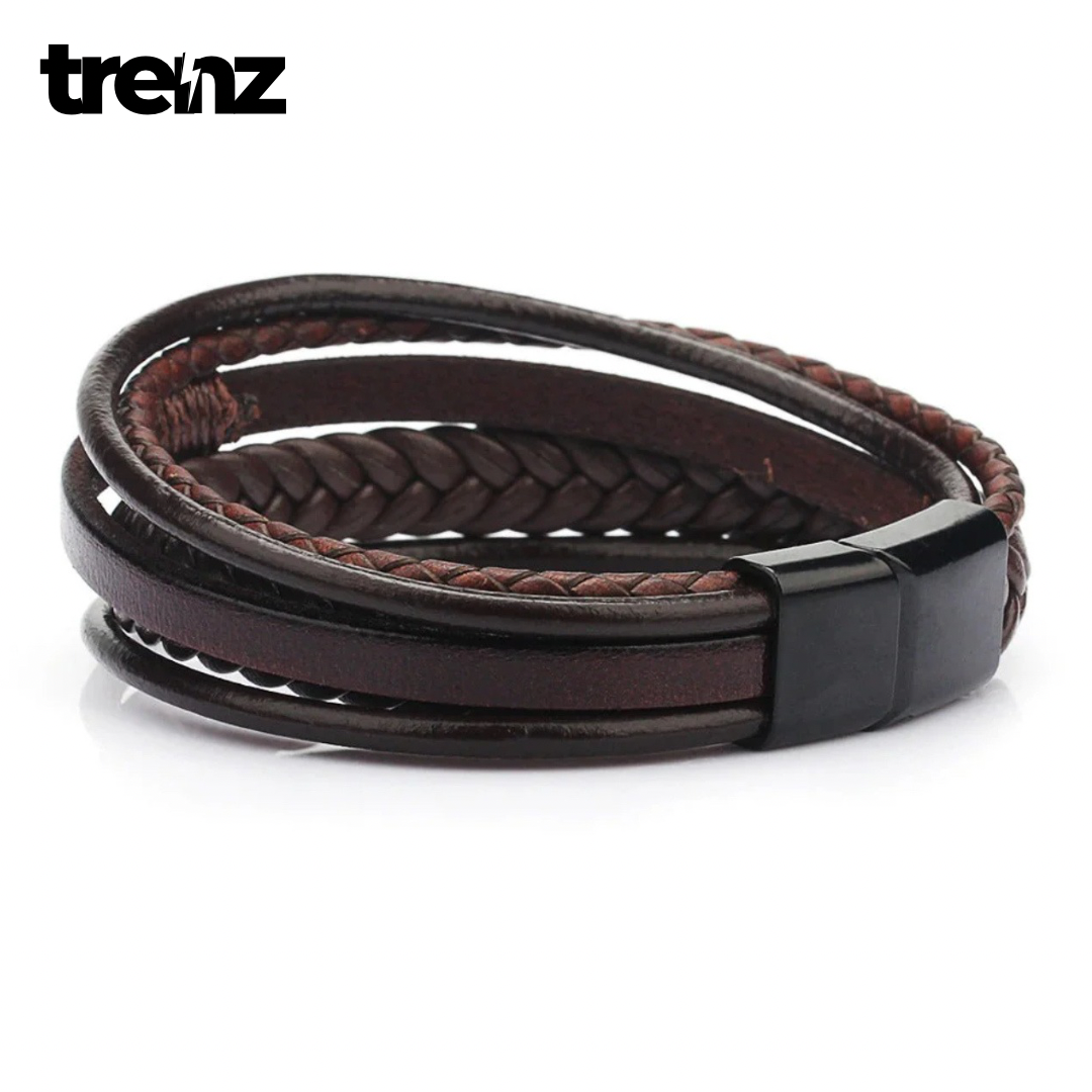 Trendy Leather Multilayer Braided Rope Bracelet for Men